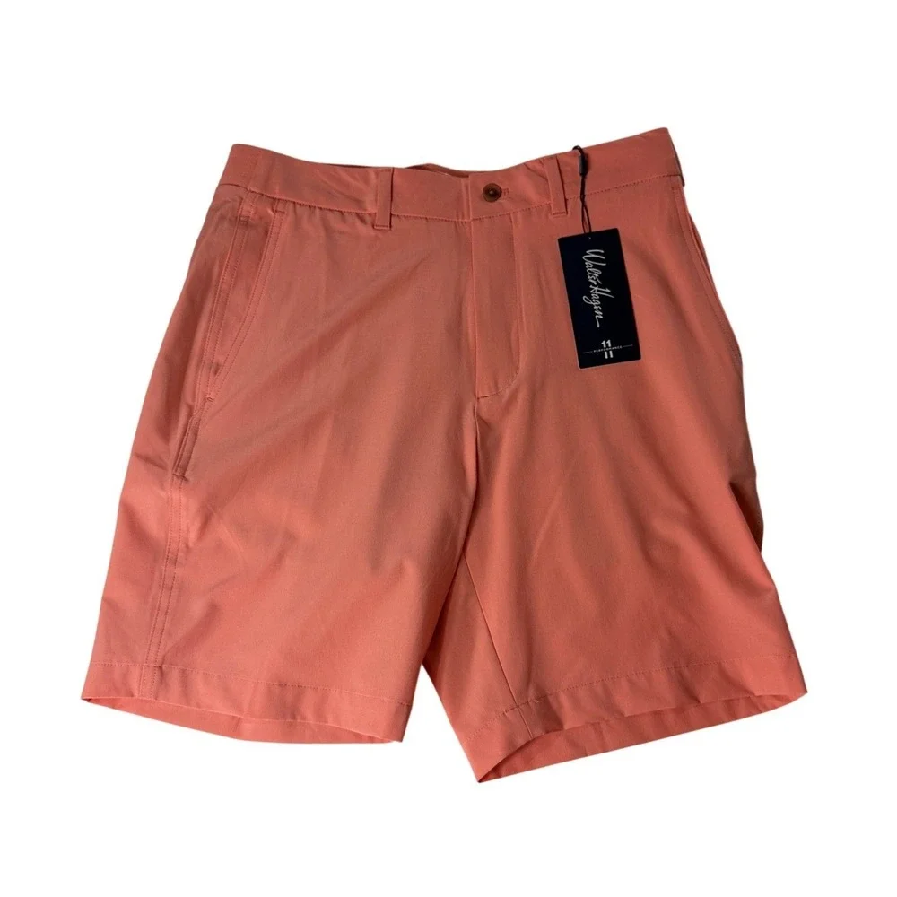 Walter Hagen Mens P11 Performance 11 Golf Shorts Coral Orange W30 9 Inseam‎ NEW